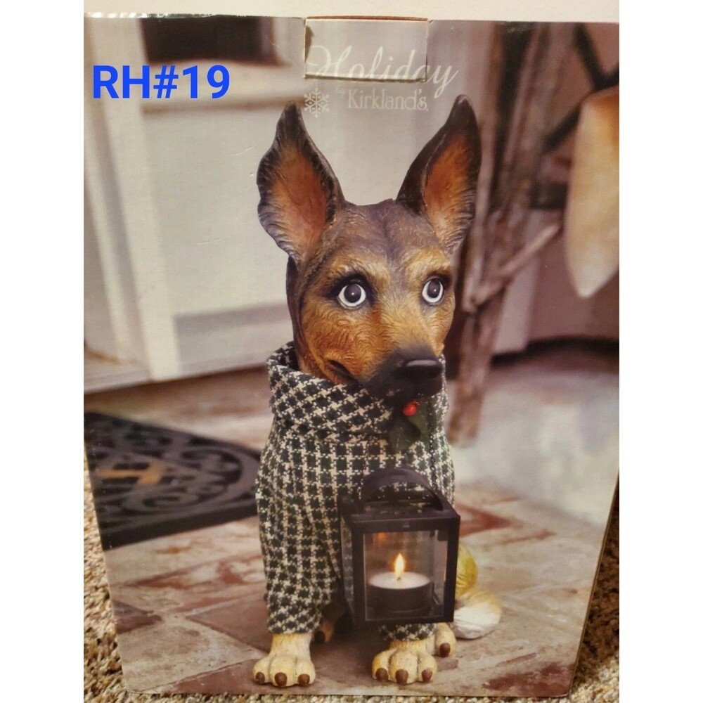 Kirkland's Holiday German Shepherd w/tea light lantern Statute - RH#19